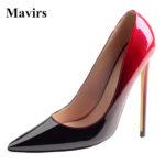MAVIRS NEW Fashion Patent Leather Suede Pointed Toe High Heels Ladies Pumps Thin Heels  Party Dress Stiletto Shoes Female