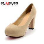 ENMAYER Fashion Wedding Pumps Sexy High Heel Shoes Brand Design Red Bottom Platform Pumps Hot Women Party Shoes Big Size